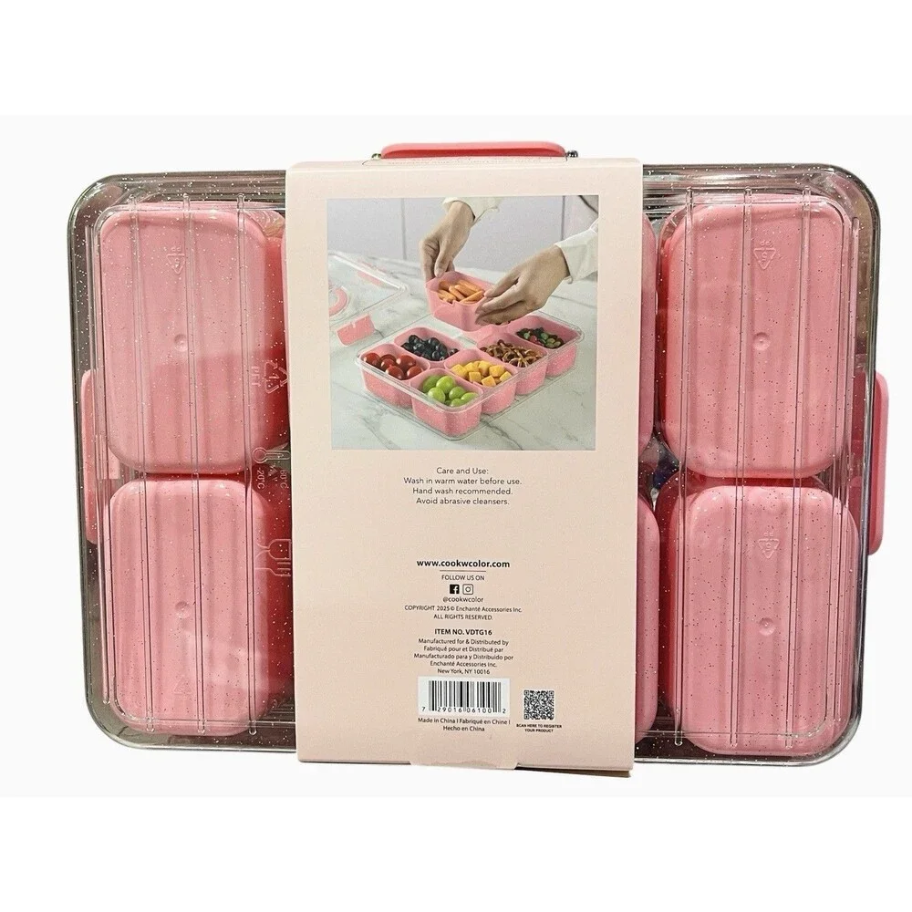 Cook With Color Perfect On The Go Snack Box 8 Containers Pink Sparkles Lunch Box